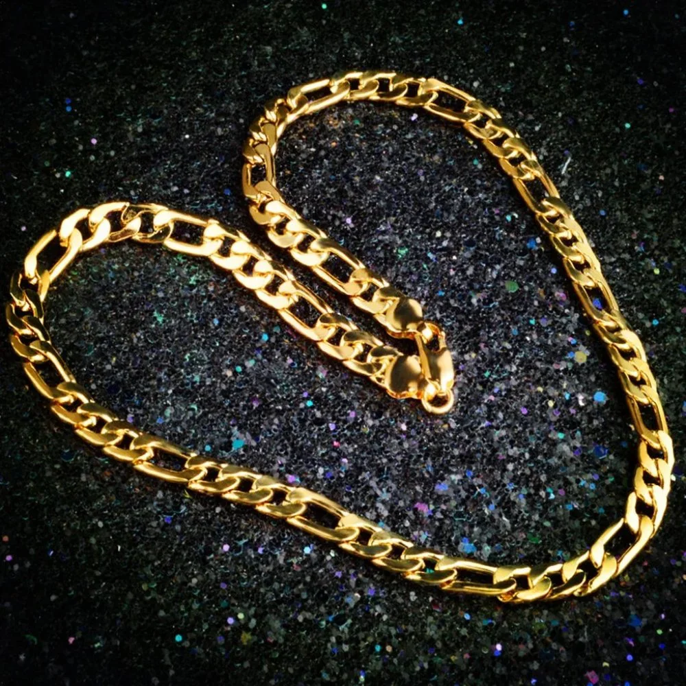 20 Inch Figaro Chain 6mm Wide 18K Yellow Gold